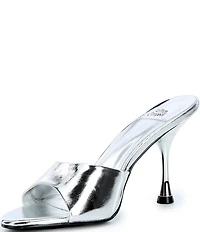 Jeffrey Campbell Agent Metallic Crinkle Leather Peep Toe Slide Sandals