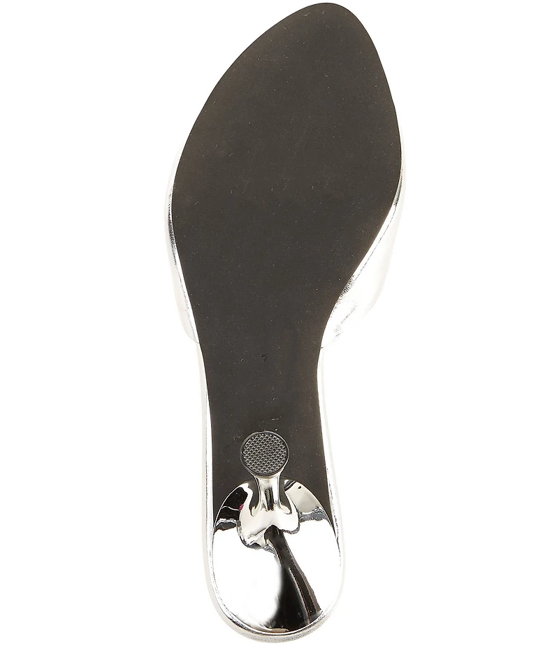 Jeffrey Campbell Agent Metallic Crinkle Leather Peep Toe Slide Sandals