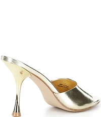 Jeffrey Campbell Agent Metallic Crinkle Leather Peep Toe Slide Sandals