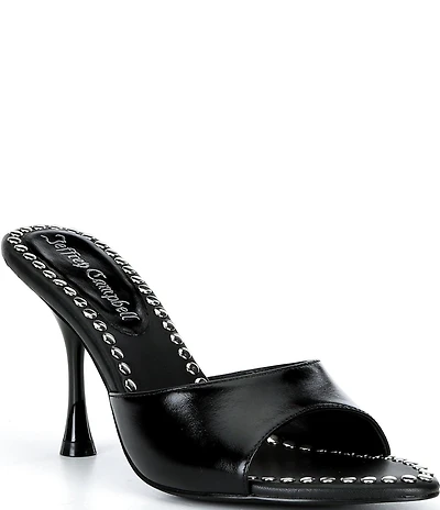 Jeffrey Campbell Agent-ST Leather Studded Dress Slide Sandals