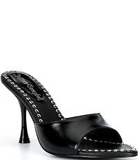 Jeffrey Campbell Agent-ST Leather Studded Dress Slide Sandals