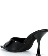 Jeffrey Campbell Agent-ST Leather Studded Dress Slide Sandals