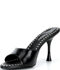 Jeffrey Campbell Agent-ST Leather Studded Dress Slide Sandals