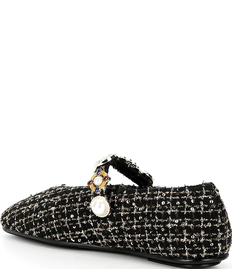 Jeffrey Campbell Amarissa-2 Tweed Ornamented Mary Jane Ballet Flats