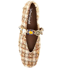 Jeffrey Campbell Amarissa-2 Tweed Ornamented Mary Jane Ballet Flats