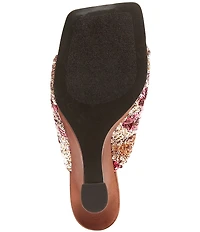 Jeffrey Campbell Aura Sequin Satin Embellished Wedge Slide Sandals