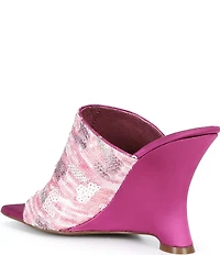 Jeffrey Campbell Aura Sequin Satin Embellished Wedge Slide Sandals