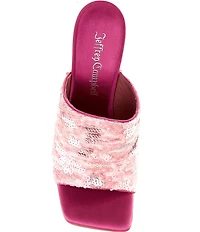 Jeffrey Campbell Aura Sequin Satin Embellished Wedge Slide Sandals
