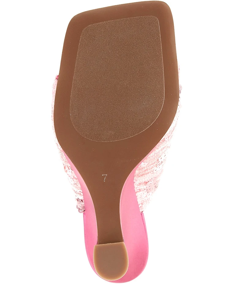 Jeffrey Campbell Aura Sequin Satin Embellished Wedge Slide Sandals