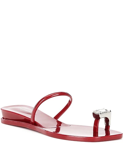 Jeffrey Campbell Balia Jelly Toe Ring Jewel Ornament Wedge Slide Sandals