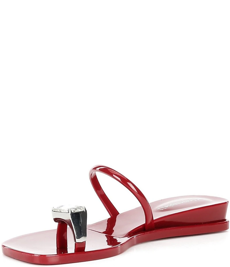 Jeffrey Campbell Balia Jelly Toe Ring Jewel Ornament Wedge Slide Sandals