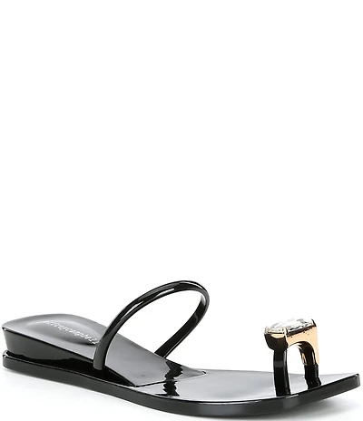 Jeffrey Campbell Balia Jelly Toe Ring Jewel Ornament Wedge Slide Sandals