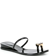 Jeffrey Campbell Balia Jelly Toe Ring Jewel Ornament Wedge Slide Sandals