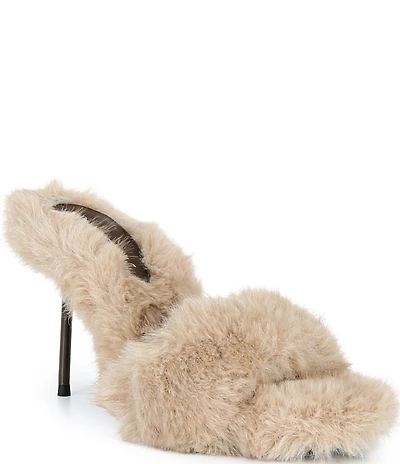Jeffrey Campbell Big Mama Faux Fur Stiletto Slide Sandals