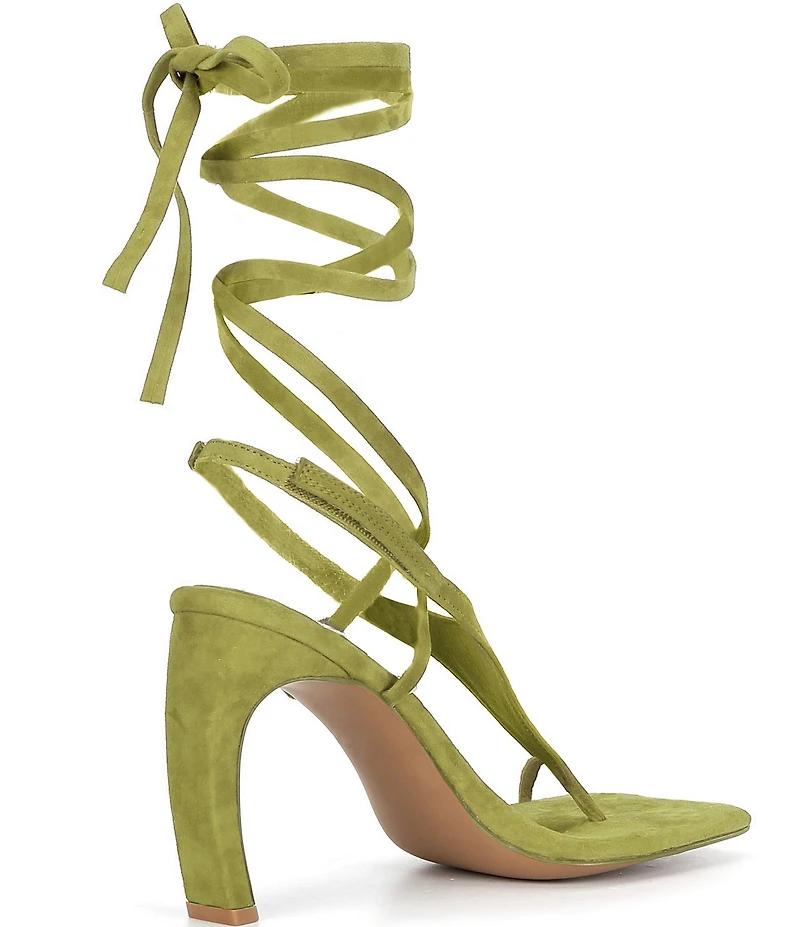 Jeffrey Campbell Bon-Bon Suede Ankle Tie Toe Loop Dress Sandals