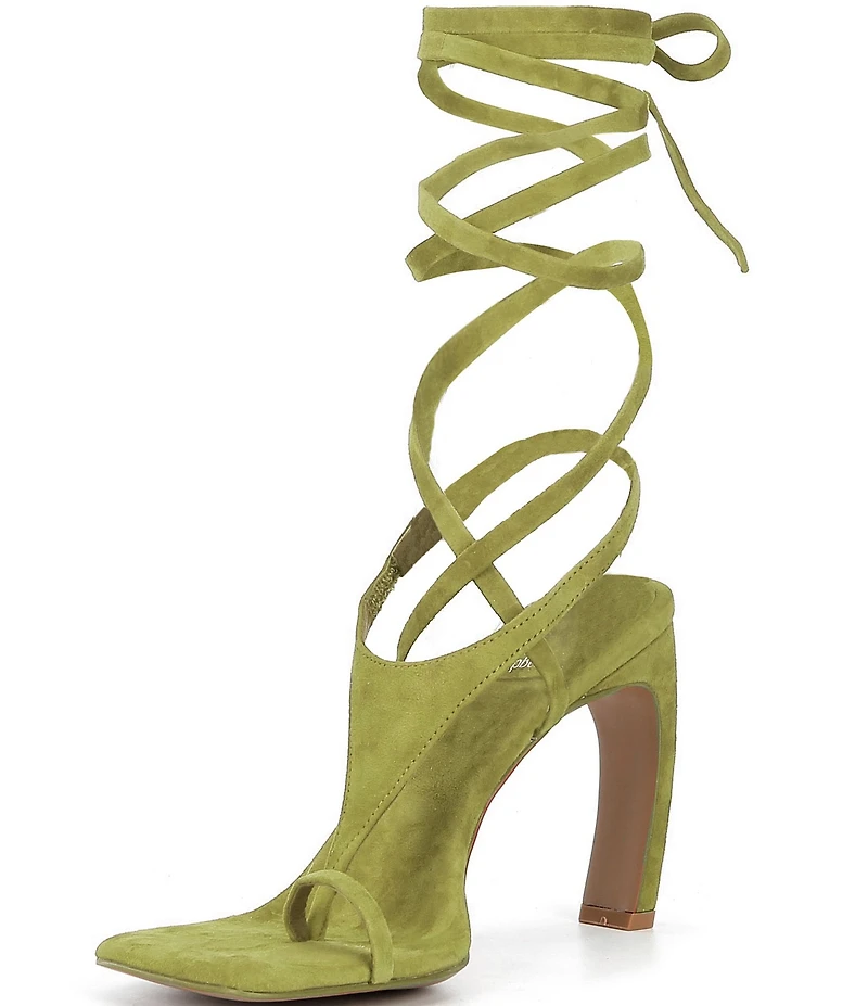 Jeffrey Campbell Bon-Bon Suede Ankle Tie Toe Loop Dress Sandals