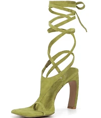 Jeffrey Campbell Bon-Bon Suede Ankle Tie Toe Loop Dress Sandals