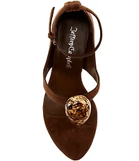 Jeffrey Campbell Bronzite Suede Gemstone Ornament Ankle Strap Thong Dress Sandals