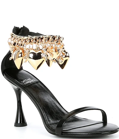 Jeffrey Campbell Charmz Leather Heart Ornament Ankle Strap Sandals