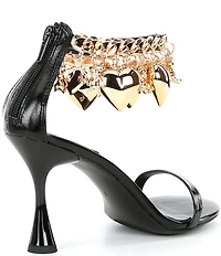 Jeffrey Campbell Charmz Leather Heart Ornament Ankle Strap Sandals