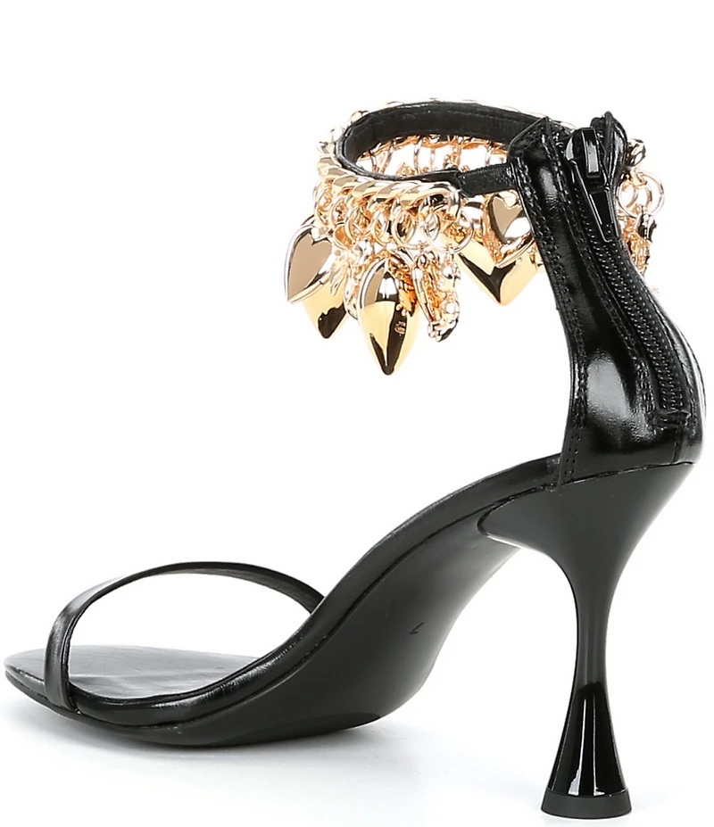 Jeffrey Campbell Charmz Leather Heart Ornament Ankle Strap Sandals