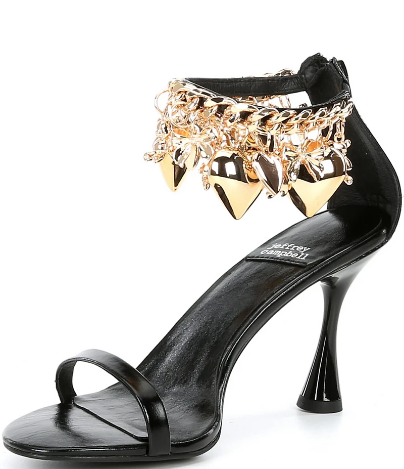 Jeffrey Campbell Charmz Leather Heart Ornament Ankle Strap Sandals