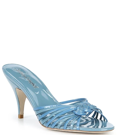 Jeffrey Campbell Constella Patent Woven Knot Dress Slide Sandals