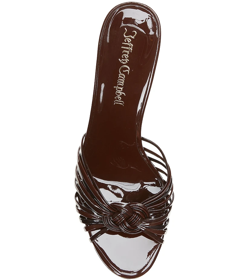 Jeffrey Campbell Constella Patent Woven Knot Dress Slide Sandals