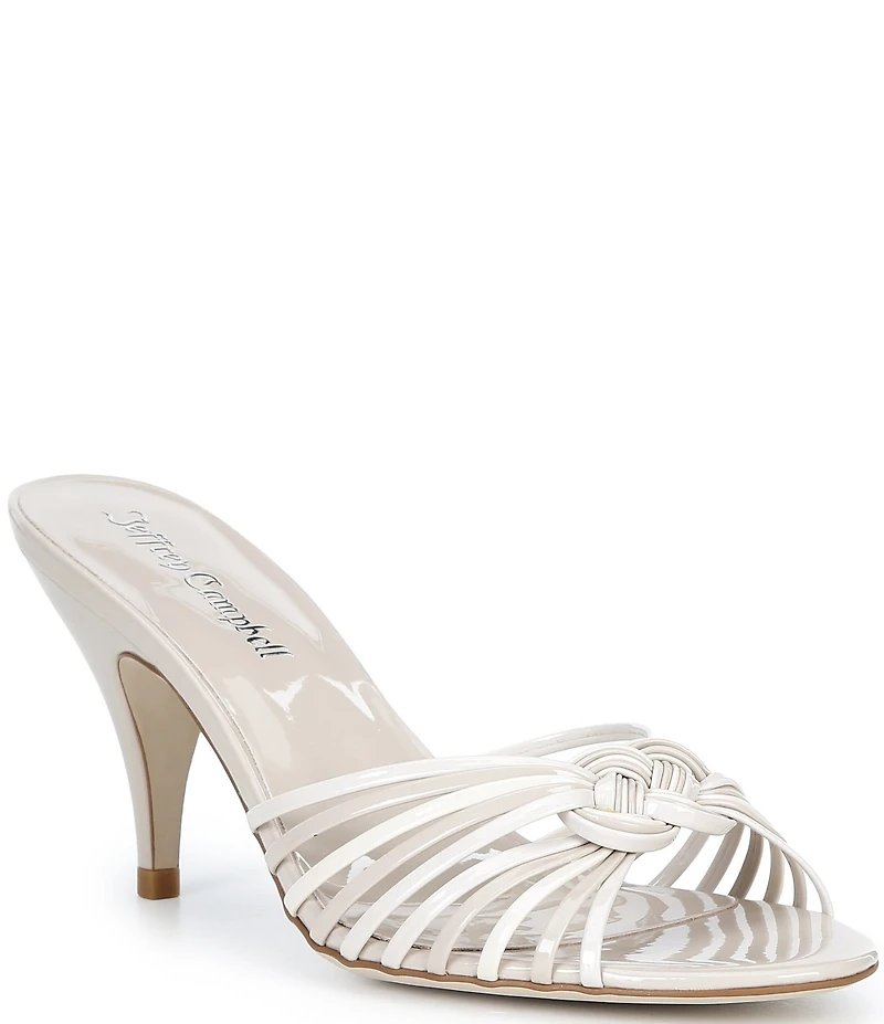 Jeffrey Campbell Constella Patent Woven Knot Dress Slide Sandals