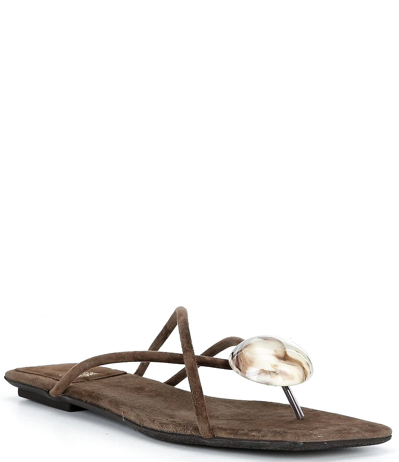 Jeffrey Campbell Cosmos Suede Stone Thong Flat Sandals