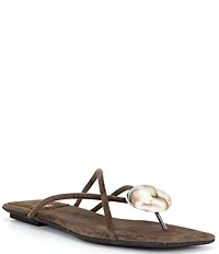 Jeffrey Campbell Cosmos Suede Stone Thong Flat Sandals