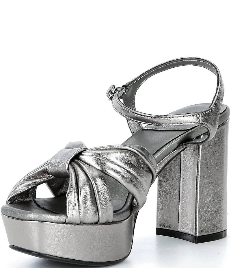 Jeffrey Campbell Dalida Metallic Leather Block Heel Platform Sandals