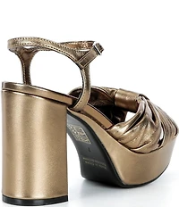 Jeffrey Campbell Dalida Metallic Leather Block Heel Platform Sandals