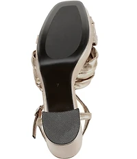 Jeffrey Campbell Dalida Metallic Leather Block Heel Platform Sandals