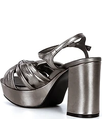 Jeffrey Campbell Dalida Metallic Leather Block Heel Platform Sandals