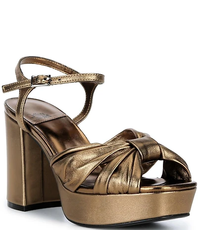 Jeffrey Campbell Dalida Metallic Leather Block Heel Platform Sandals