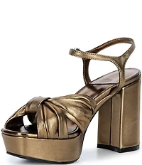Jeffrey Campbell Dalida Metallic Leather Block Heel Platform Sandals