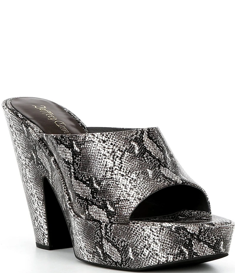 Jeffrey Campbell Enriched Python Print Leather Platform Block Heel Slide Sandals