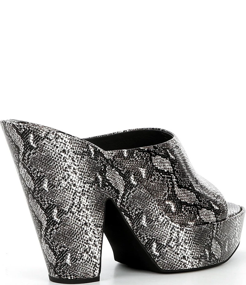 Jeffrey Campbell Enriched Python Print Leather Platform Block Heel Slide Sandals