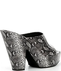 Jeffrey Campbell Enriched Python Print Leather Platform Block Heel Slide Sandals