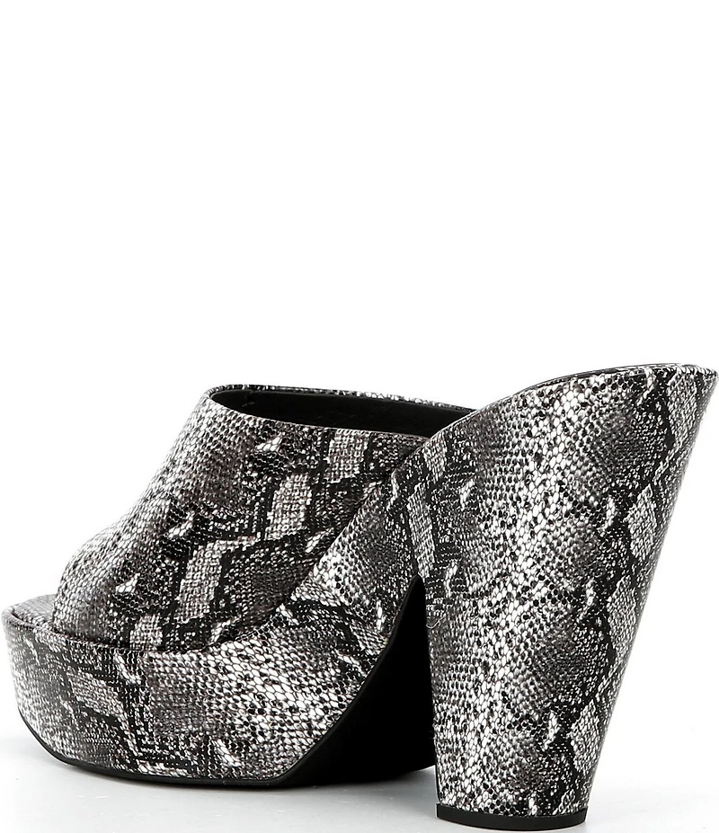 Jeffrey Campbell Enriched Python Print Leather Platform Block Heel Slide Sandals