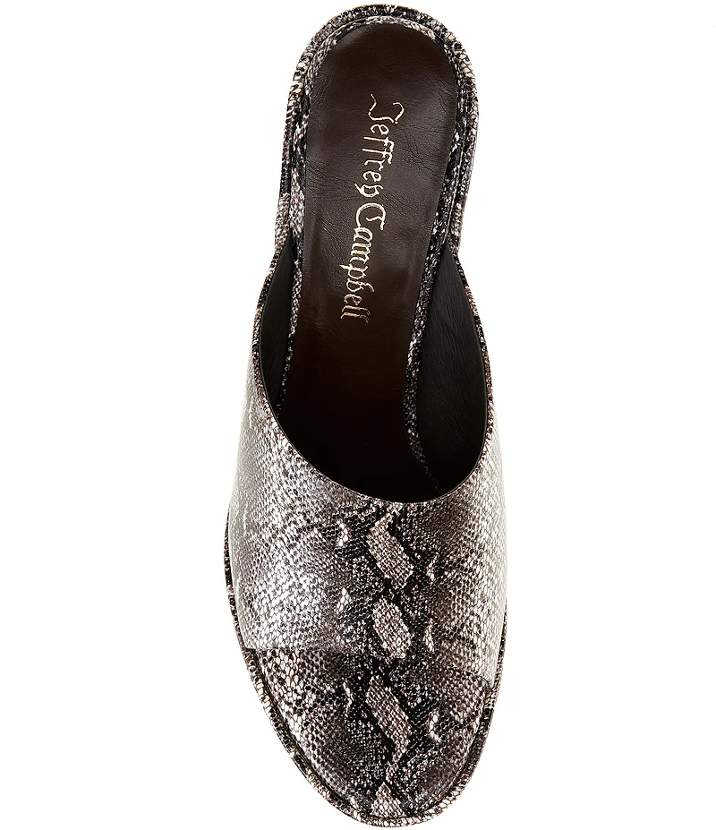 Jeffrey Campbell Enriched Python Print Leather Platform Block Heel Slide Sandals