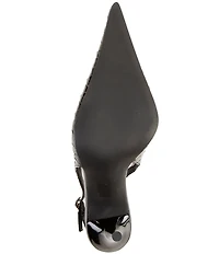 Jeffrey Campbell Enterprise Snake Embossed Leather Buckle Ornament Slingback Pumps