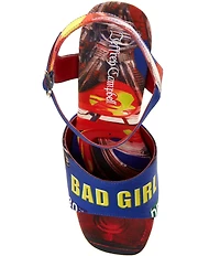 Jeffrey Campbell Flag-Girl Bad Girl Print Wooden Cutout Platform Wedge Sandals