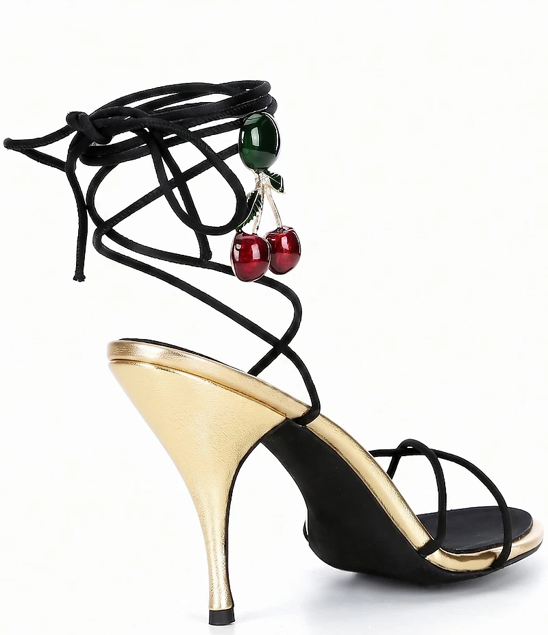 Jeffrey Campbell Georja Cherry Charm Wraparound Ankle Tie Dress Sandals