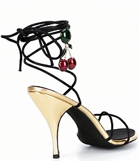 Jeffrey Campbell Georja Cherry Charm Wraparound Ankle Tie Dress Sandals