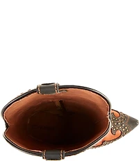 Jeffrey Campbell Giddy-Stud Leather Western-Inspired Platform Wedge Tall Boots