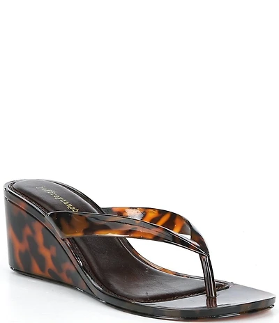Jeffrey Campbell Gigabyte Jelly Thong Tortoise Wedge Sandals