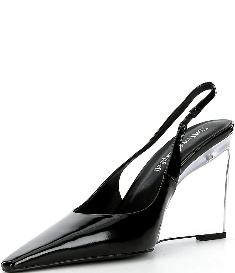 Jeffrey Campbell Glacial Patent Leather Transparent Wedge Slingback Pumps