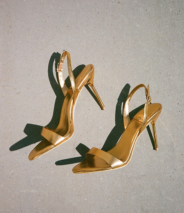 jeffrey campbell go getter satin slingback dress sandals GO-GETTER Bronze Metallic / 8